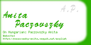 anita paczovszky business card